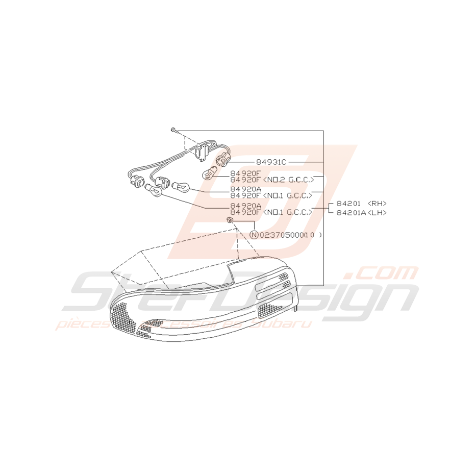 Schéma Feu Arrière Origine Subaru Impreza GT 1993 - 2000