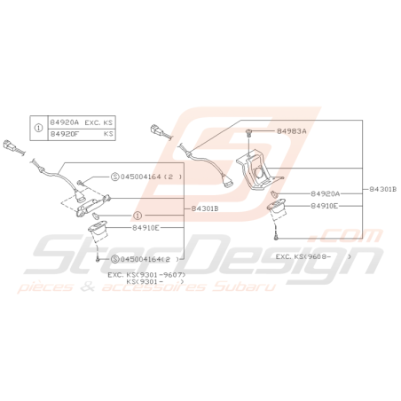 Schéma Eclairage Plaque d'Immatriculation Origine Subaru GT 93 - 00