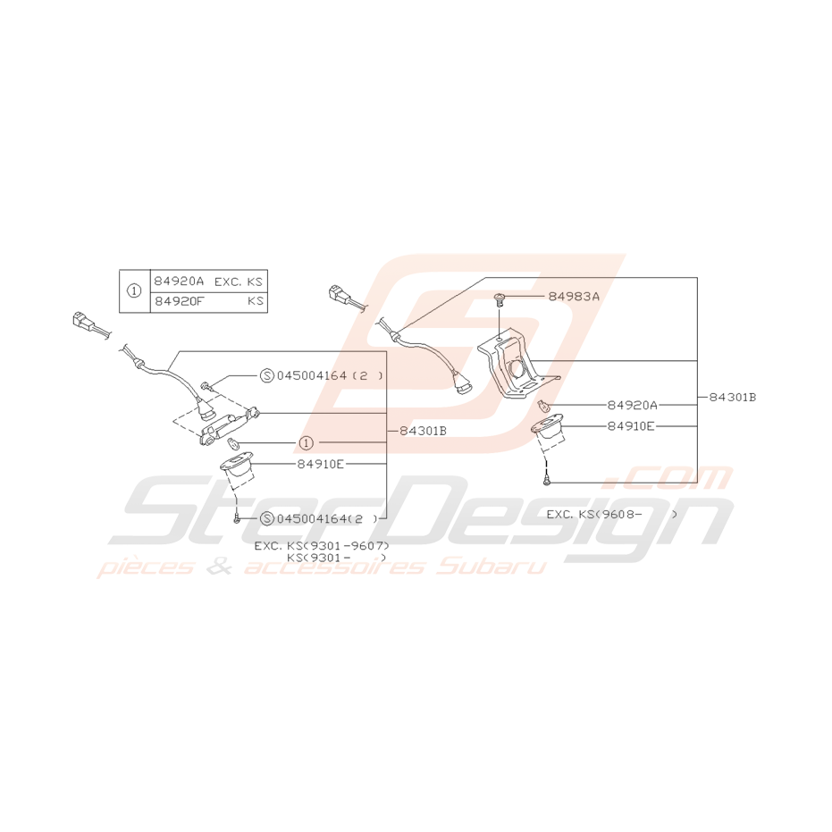 Schéma Eclairage Plaque d'Immatriculation Origine Subaru GT 93