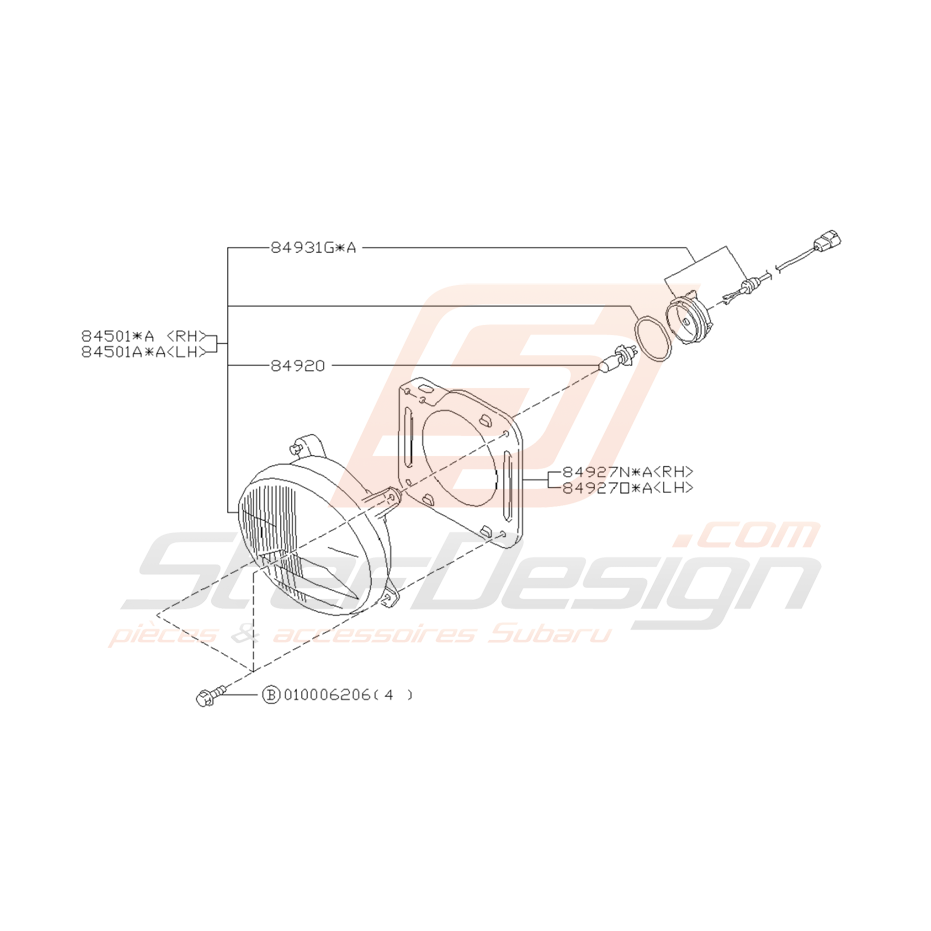 Schéma Feu Antibrouillard Arrière Origine Subaru Impreza GT 93 - 00