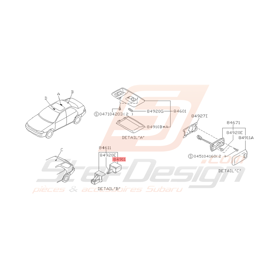 Verre Eclairage de Coffre Origine Subaru Impreza GT 1995 - 2000