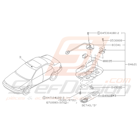 Schéma Eclairage Plafonnier Avant Origine Subaru GT 1993 - 2000