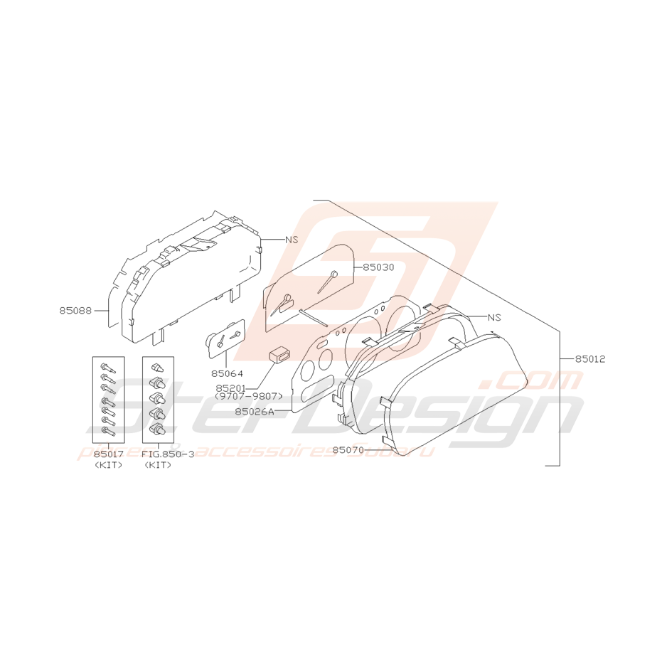 Schéma Compteurs Origine Subaru GT 1998 - 2000 (plus fabriqué)