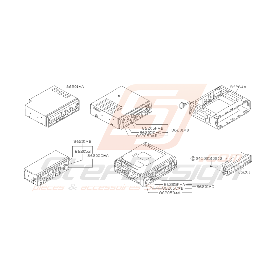 Schéma Radio Subaru Impreza GT 1993 - 2000 (plus fabriquée)