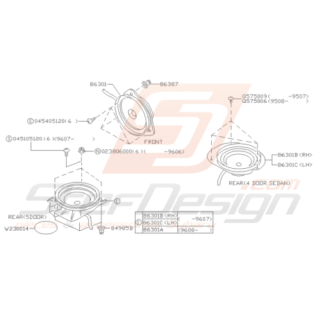 Schéma Haut Parleur Origine Subaru Impreza GT 1993 - 2000