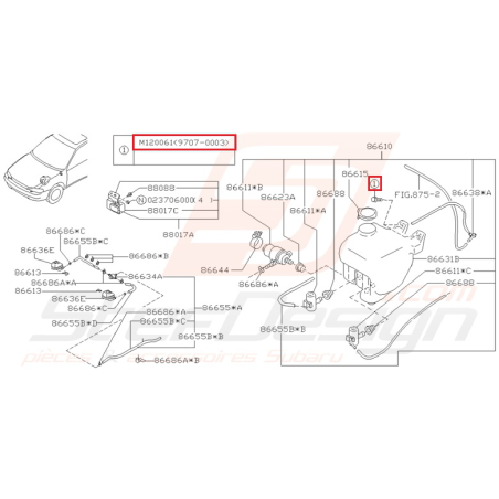 Vis Bocal Lave Glace Avant Origine Subaru GT 1993 - 1996