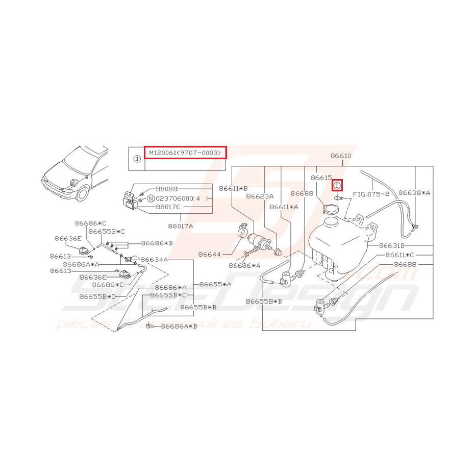 Vis Bocal Lave Glace Avant Origine Subaru GT 1993 - 1996 Vis Bocal Lave Glace Avant Origine Subaru GT 1993 - 1996
