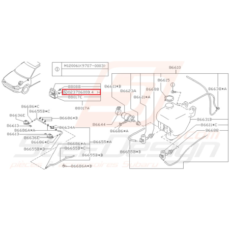 Écrou de fixation de mécanisme lève vitre SUBARU GT 93-00