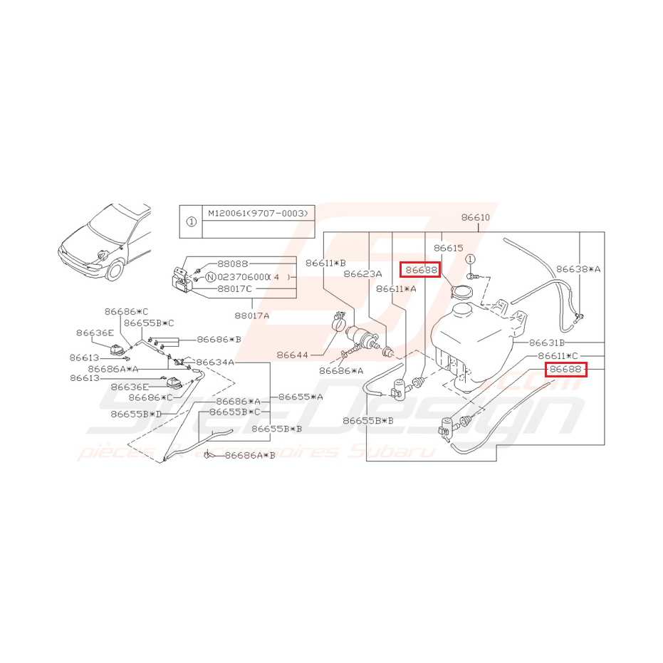 Joint de pompe lave glace GT 97-00 WRX/STI 01-05 Joint de pompe lave glace GT 97-00 WRX/STI 01-05