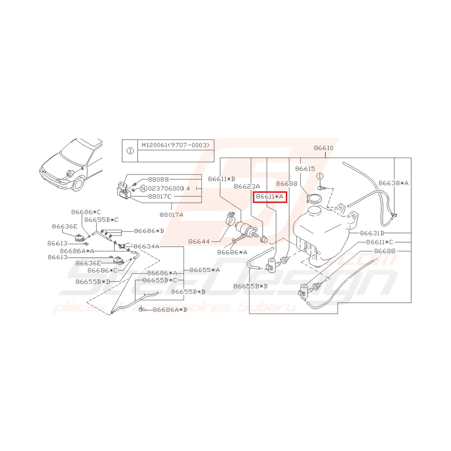 Pompe lave-glace droite IMPREZA GT 93-00 WRX/STI 01-05
