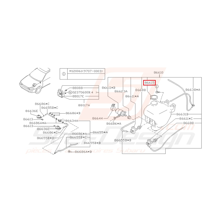 Bouchon de réservoir de lave-glace SUBARU GT 93-00