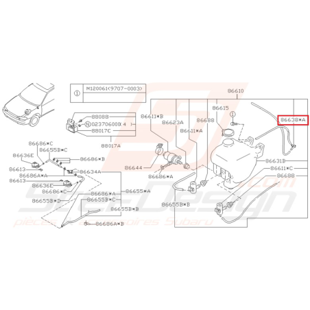 Raccord Y de pompe lave-glace SUBARU GT 98-00