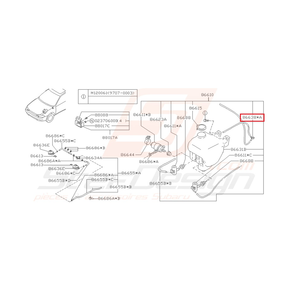 Raccord Y de pompe lave-glace SUBARU GT 98-00 Raccord Y de pompe lave-glace SUBARU GT 98-00