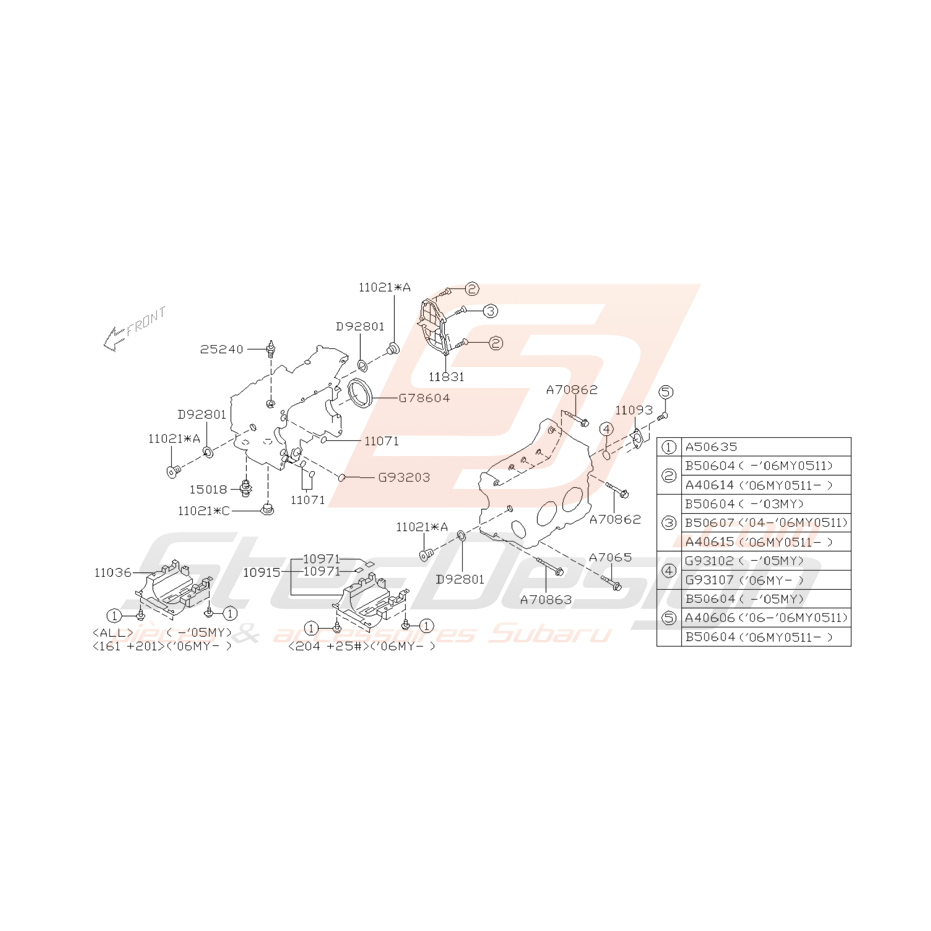 Schéma Culasse Origine Subaru WRX et STI 2001 - 2005 Schéma Culasse Origine Subaru WRX et STI 2001 - 2005