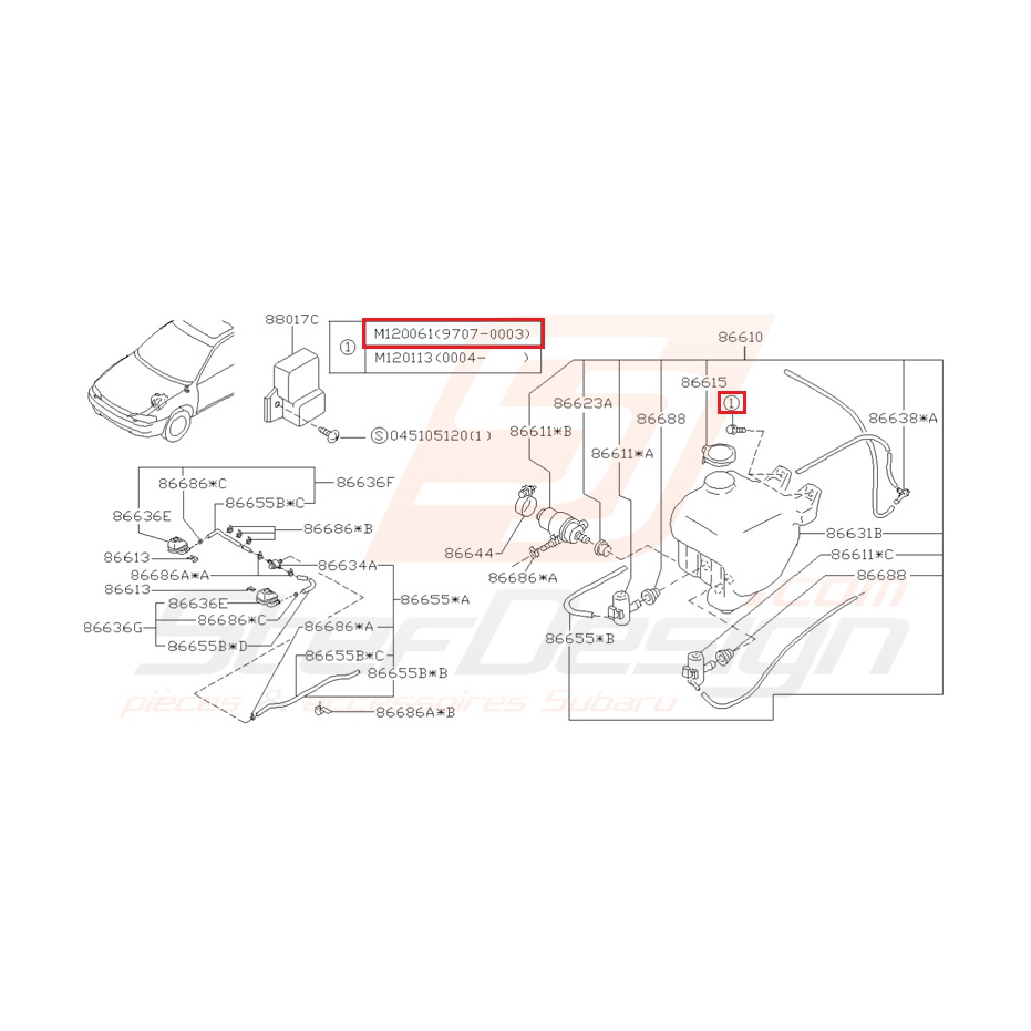Vis Bocal Lave Glace Avant Origine Subaru GT 1993 - 1996 Vis Bocal Lave Glace Avant Origine Subaru GT 1993 - 1996