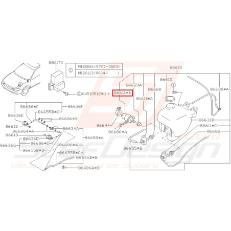 Pompe lave-glace droite IMPREZA GT 93-00 WRX/STI 01-05