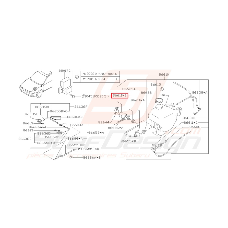 Pompe lave-glace droite IMPREZA GT 93-00 WRX/STI 01-05
