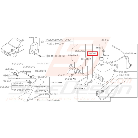 Joint de pompe lave glace GT 97-00 WRX/STI 01-05