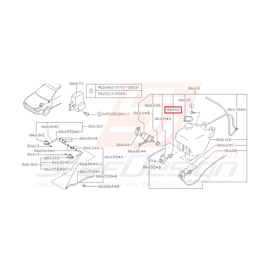 Joint de pompe lave glace GT 97-00 WRX/STI 01-05 Joint de pompe lave glace GT 97-00 WRX/STI 01-05