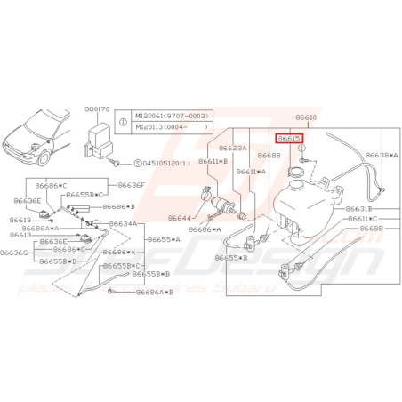 Bouchon de réservoir de lave-glace SUBARU GT 93-00