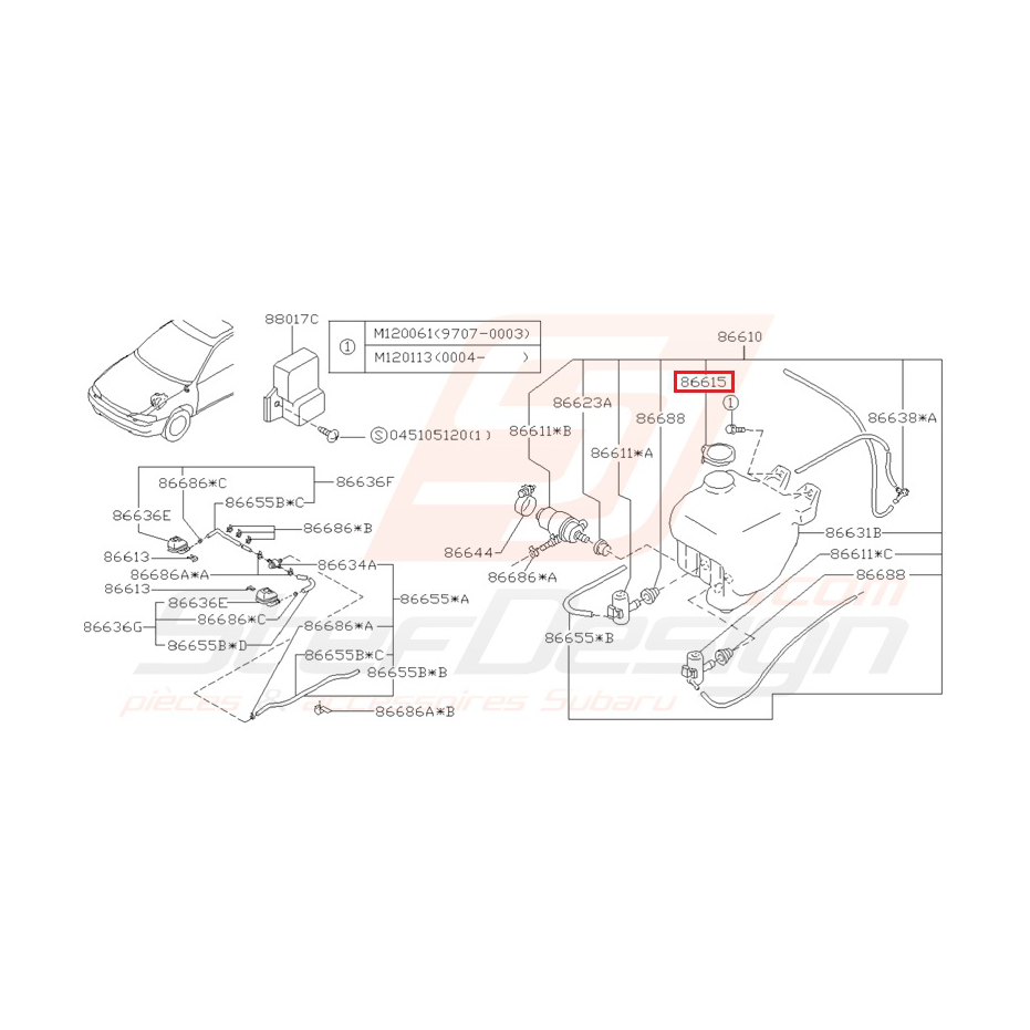 Bouchon de réservoir de lave-glace SUBARU GT 93-00