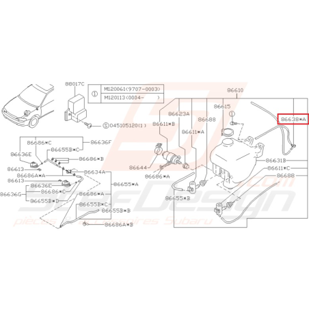 Raccord Y de pompe lave-glace SUBARU GT 98-00