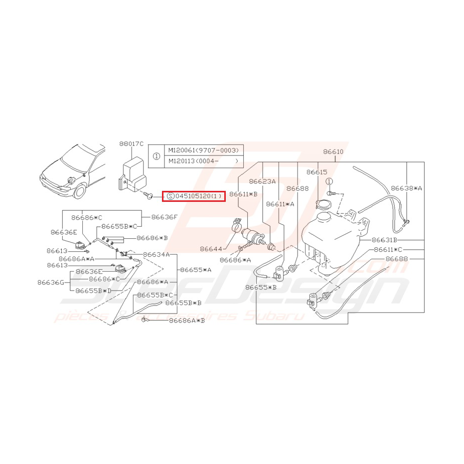 Vis pare-choc avant SUBARU STI/WRX 01-05