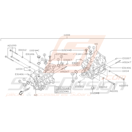 Schéma Culasse Origine Subaru WRX et STI 2001 - 2005