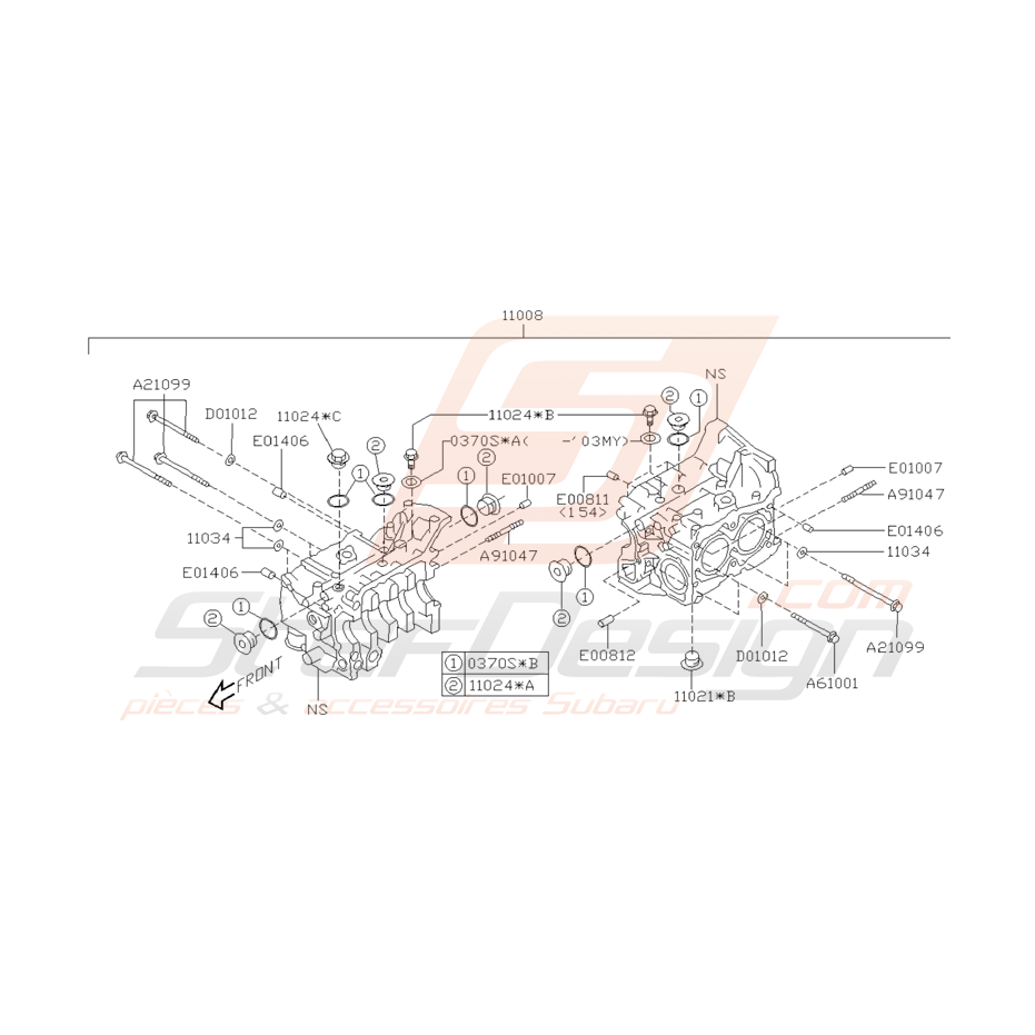 Schéma Culasse Origine Subaru WRX et STI 2001 - 2005 Schéma Culasse Origine Subaru WRX et STI 2001 - 2005