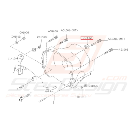 Fixation faisceau batterie WRX/STI 01-05