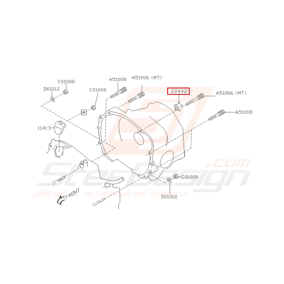 Fixation faisceau batterie WRX/STI 01-05