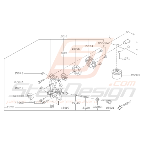 Schéma Pompe et Filtre à Huille Origine Subaru WRX et STI 01 - 05