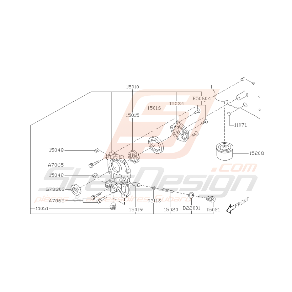 Schéma Pompe et Filtre à Huille Origine Subaru WRX et STI 01 - 05