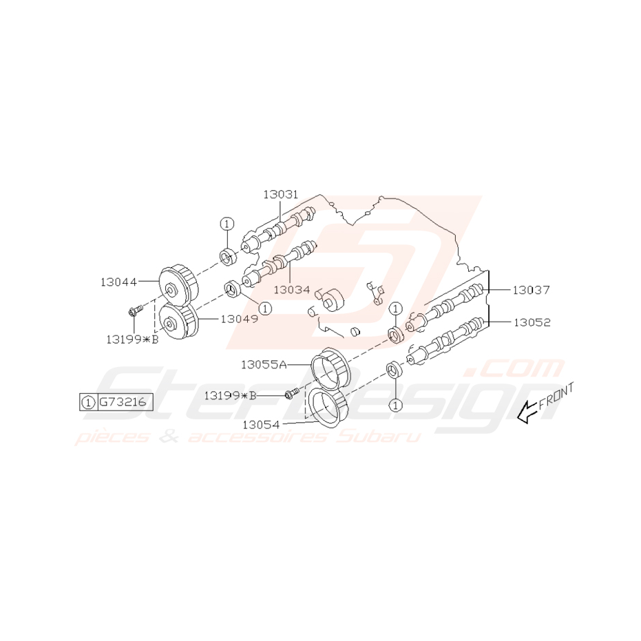 Schéma d'arbre à cames Subaru WRX 2004-2005