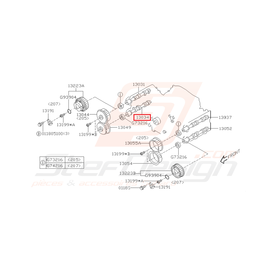 Arbre à cames droit STI 2001-2002