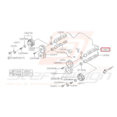 Arbre à came côté admission gauche Origine Subaru STI 2001-2002