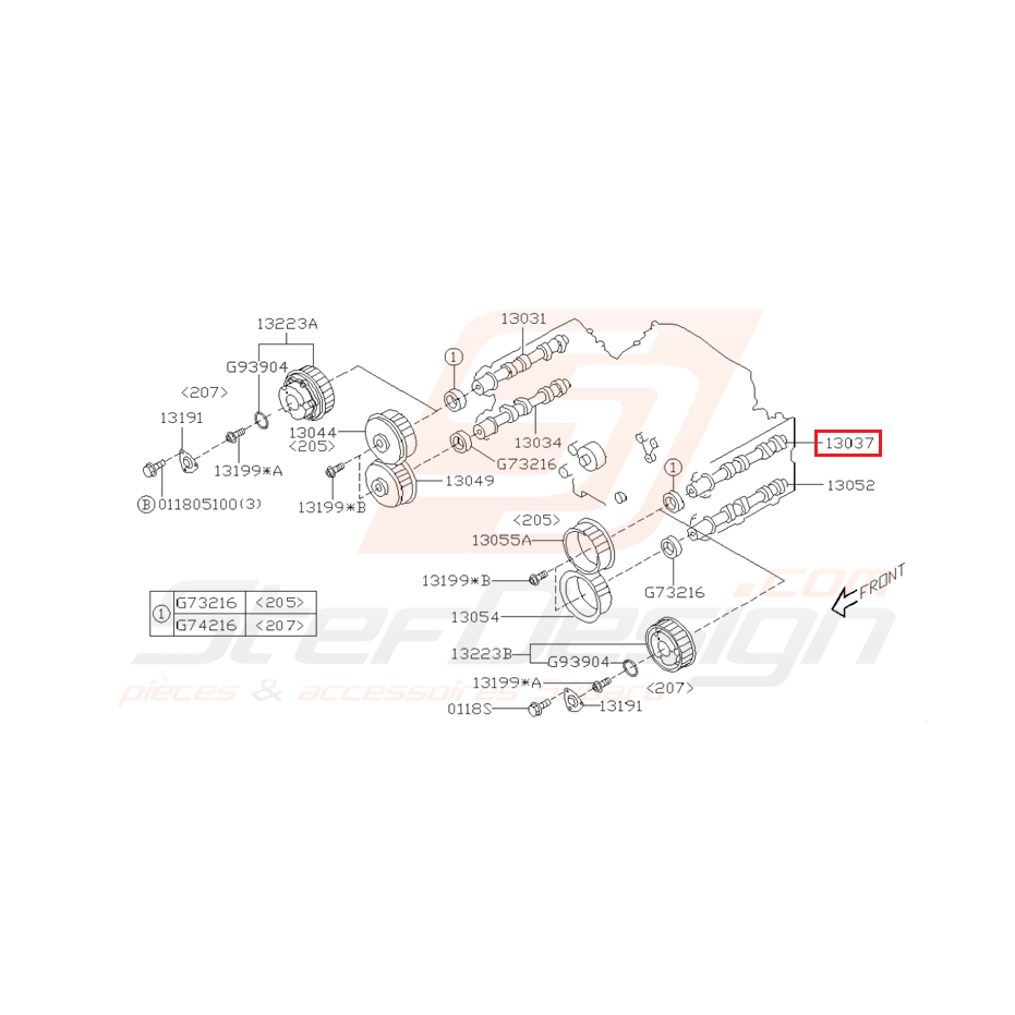 Arbre à came côté admission gauche Origine Subaru STI 2001-2002