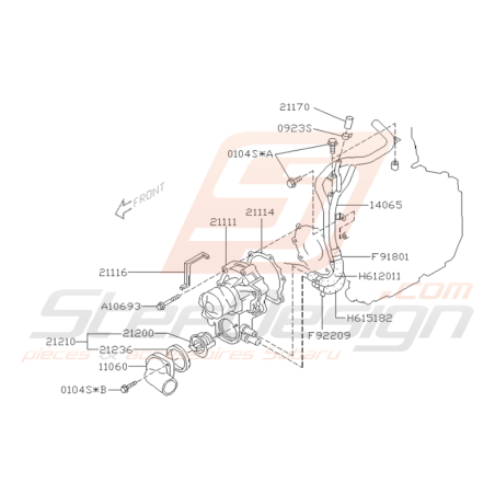 Schéma de Pompe à Eau Origine Subaru WRX et STI 2001 - 2005