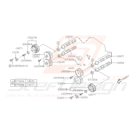 Schéma d'arbre à cames Origine Subaru STI 2001-2002