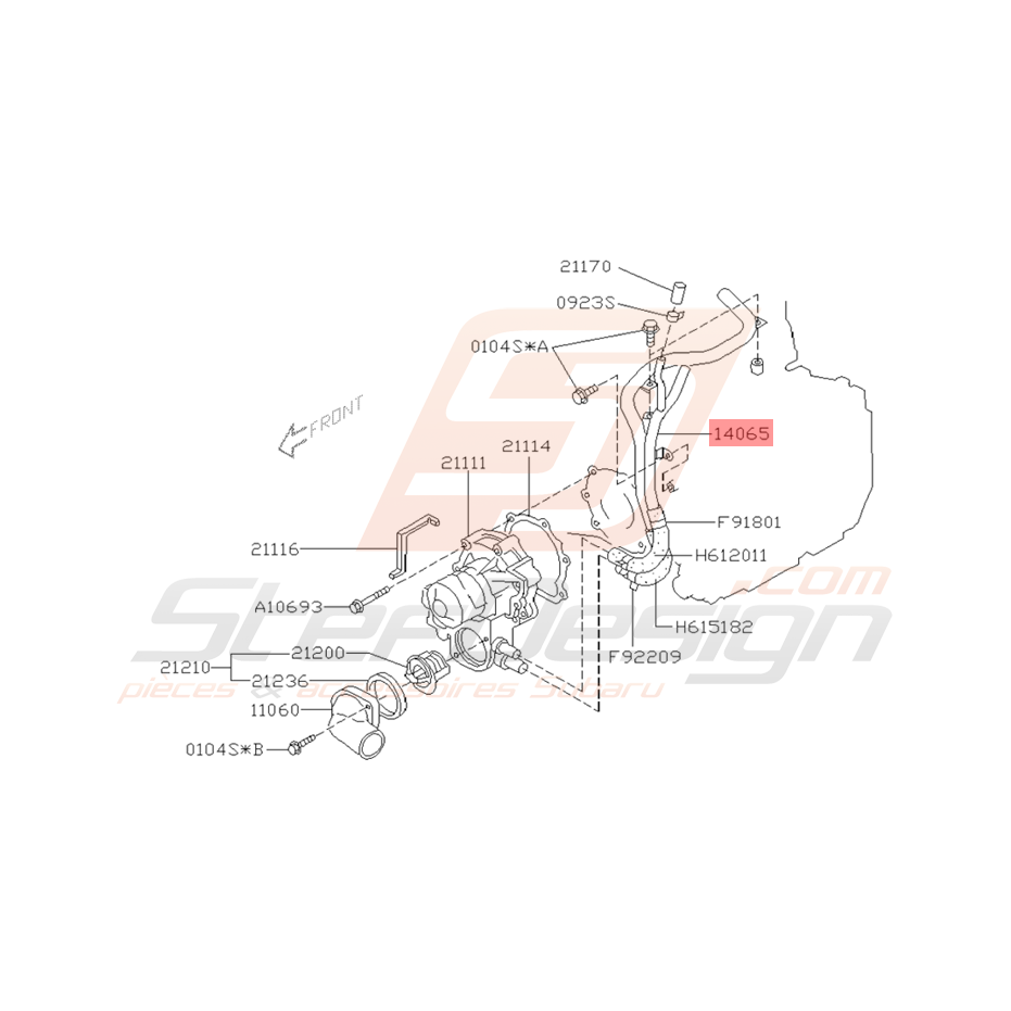 Conduit d'eau Origine Subaru WRX et STI 2004 - 2005 Conduit d'eau Origine Subaru WRX et STI 2004 - 2005