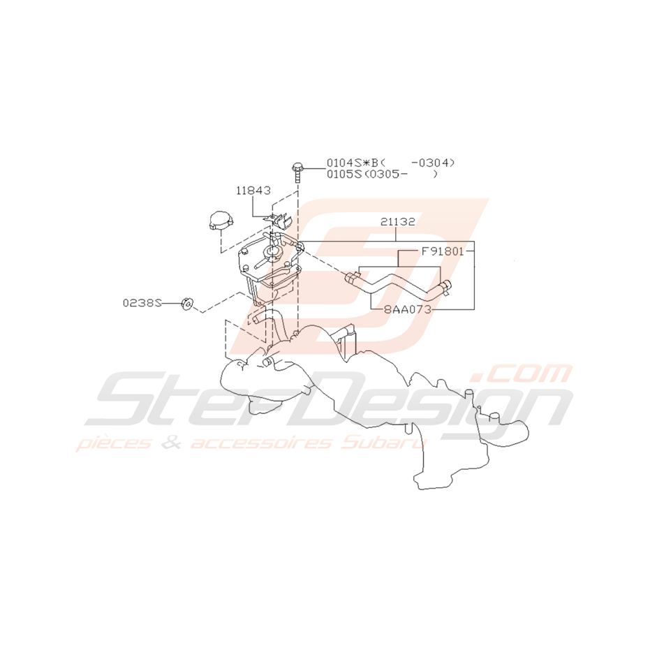 Schéma Vase d'Expansion Origine Subaru WRX et STI 2001 - 2005
