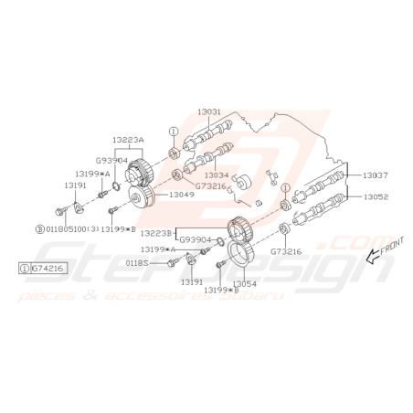 Schéma d'arbre à cames Origine Subaru STI 2003