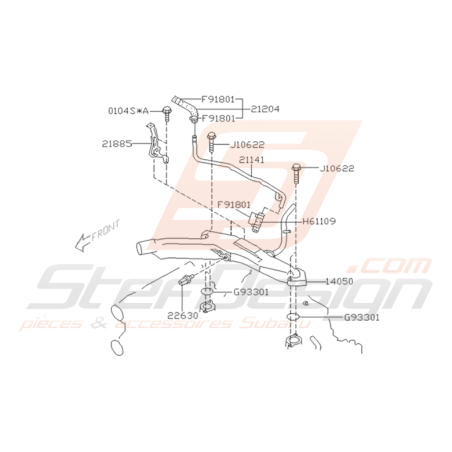 Schéma Pieuvre d'Eau Origine Subaru WRX 2001 - 2002