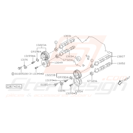 Schéma d'arbre à cames Origine Subaru STI 2004-2005