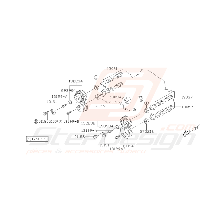 Schéma d'arbre à cames Origine Subaru STI 2004-2005