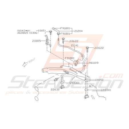 Schéma Pieuvre d'Eau Origine Subaru WRX 2003 - 2004