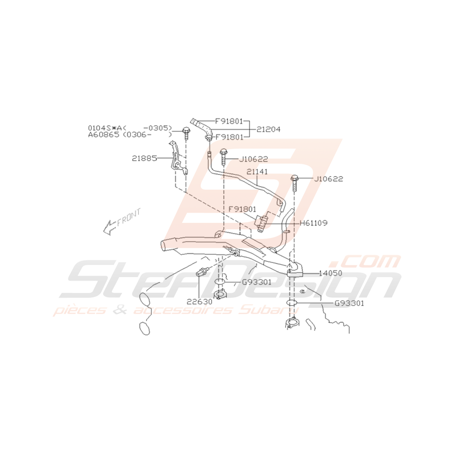 Schéma Pieuvre d'Eau Origine Subaru WRX 2003 - 2004 Schéma Pieuvre d'Eau Origine Subaru WRX 2003 - 2004