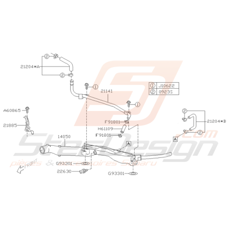 Schéma Pieuvre d'Eau Origine Subaru WRX 2005