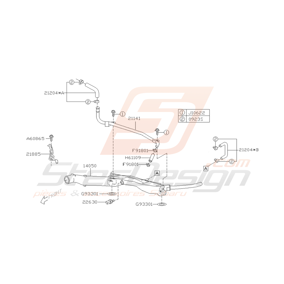 Schéma Pieuvre d'Eau Origine Subaru WRX 2005