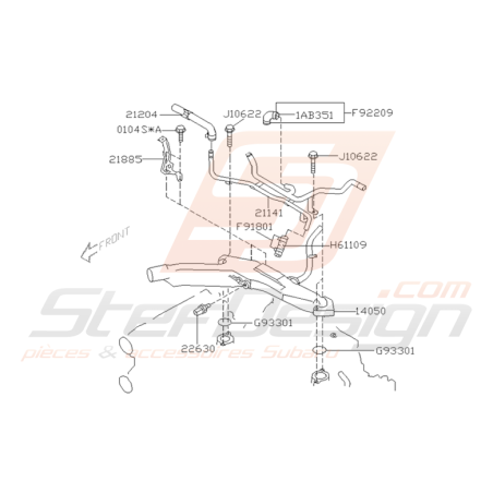 Schéma Pieuvre d'Eau Origine Subaru STI 2001 - 2002